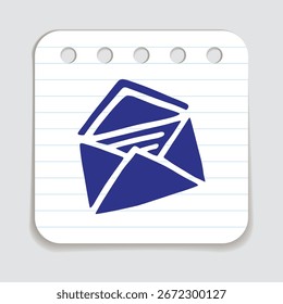 Doodle Open envelope with letter icon or logo, hand drawn in flat style