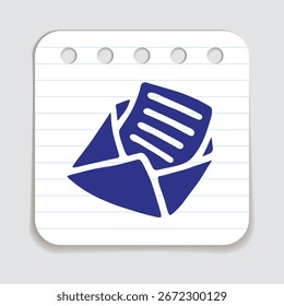 Doodle Open envelope with letter icon or logo, hand drawn in flat style