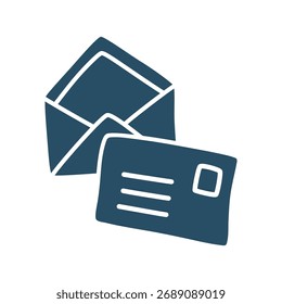 Doodle Open envelope with letter icon hand drawn in a modern minimalistic style