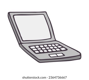 Doodle open laptop icon. Hand drawn computer symbol isolated on white background