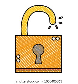 doodle open padlock object to protection information