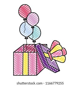 doodle open present girf balloons style