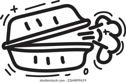 doodle abrir estiroespuma caja icono contorno vector