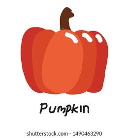 Doodle Orange pumpkin vector illustration. Autumn halloween pumpkin