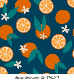 doodle oranges vibrant colors, summer seamless pattern