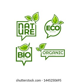 doodle organic leaves emblems, elements,  frames and logo