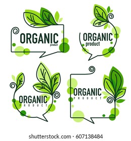 doodle organic leaves emblems, elements,  frames and logo