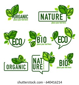 doodle organic leaves emblems, elements,  frames and logo