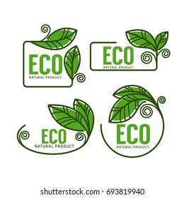 doodle organic leaves emblems, elements,  frames and logo
