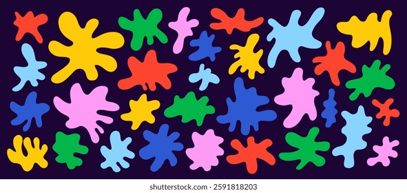 Doodle organic shapes set. Liquid irregular random blobs collection. Abstract colorful fluid forms