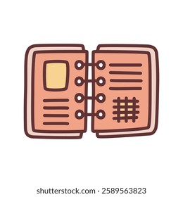 Doodle organizer calendar icon hand drawn with thin line in minimalistic style and colored