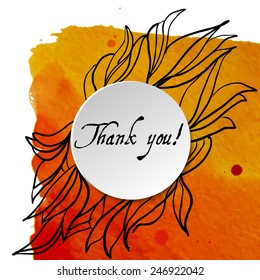 Doodle ornament on the spot with splashes of watercolor and paper for your design