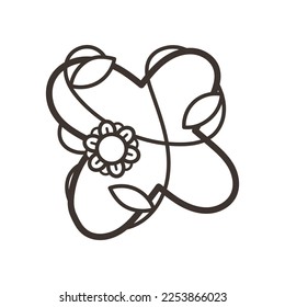 Doodle ornate letter emblem with flower. Logo for beauty studio, children books, kid and game design. Vector lettering composition for colorings