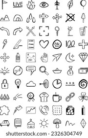 doodle outdor activity icon set
