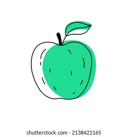 Doodle Umriss Apfel mit Fleck. Vektorgrafik zum Verpacken