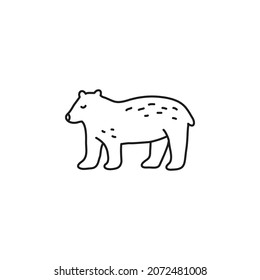 Doodle outline bear isolated on white background.