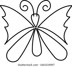 doodle outline butterfly, vector for thematic design