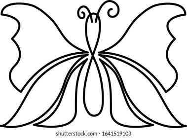 doodle outline butterfly, vector for thematic design