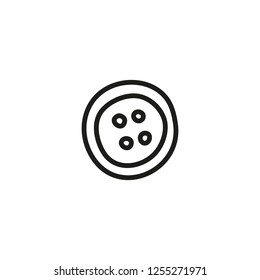 Doodle outline button icon isolated on white background.