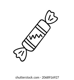 Doodle outline candy, hand drawn fun vector illustration, kids' favourite treat for dessert or holidays