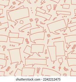 Karikaturenkartoon-Blase im Doodle-Schema spricht nahtlose Muster-Hintergrund