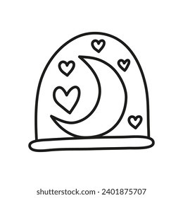 Doodle outline celestial isolated on white background.