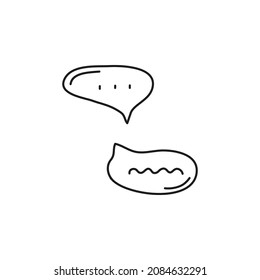 Doodle outline chat bubble icons isolated on white background.
