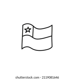 Doodle Umriss Chile Flagge Symbol einzeln auf weißem Hintergrund.