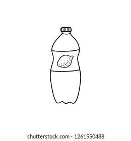 Doodle outline citrus lemonade in bottle isolated on white background.