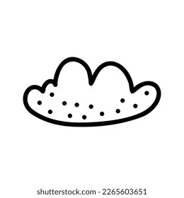 Nube de contorno de garabato. Icono de personaje negro feliz aislado en fondo blanco. Ilustración del vector
