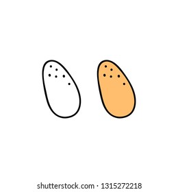 Doodle outline and colored egg isolated on white background.