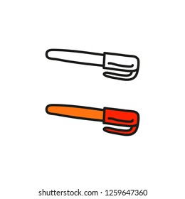Doodle outline and colored pen isolated on white background.