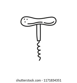 Doodle outline corkscrew icon isolated on white background.
