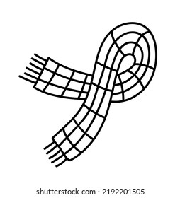 Doodle outline cozy scarf. Vector hand drawn illustration of warm clothes