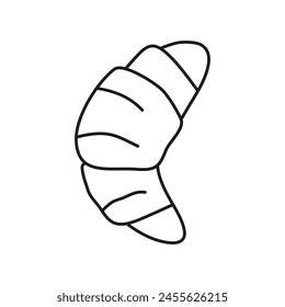 Doodle outline croissant isolated on white background.