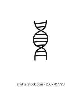 Estructura de la molécula del adn del contorno del doodle aislada en el fondo blanco.