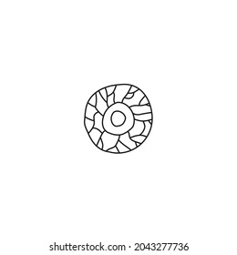 doodle outline element for Halloween. irritated scary eye. isolated vector illustration on white background