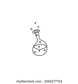 doodle outline element for Halloween. witch bottle with poison. isolated vector illustration on white background