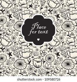 Doodle outline flowers background.