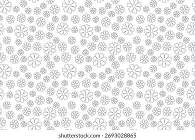 Doodle Outline Flowers Vector de patrón sin fisuras. Fondo con lindas flores de primavera. 