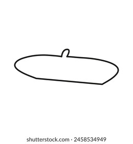 Doodle outline French beret isolated on white background.