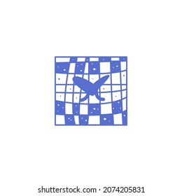 Doodle outline gift box in blue color. Vector imitation of drawing with a pen. Vector design icon 