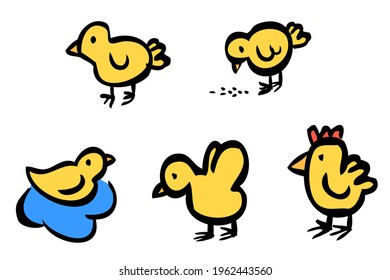 Doodle Outline Hand Draw Sketch Chicken, isolated on white
