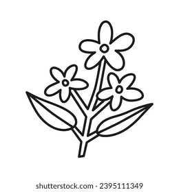 Doodle outline lemon tree flowers isolated on white background.
