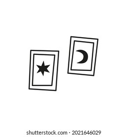 Doodle outline magical tarot cards isolated on white background.