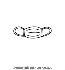 Doodle outline medical surgical mask icon isolated on white background.