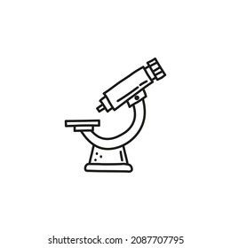 Doodle outline microscope icon isolated on white background.