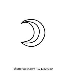 Doodle outline moon icon isolated on white background.