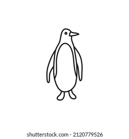 Doodle outline penguin isolated on white background.