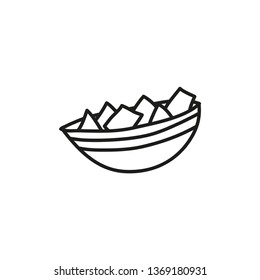 Doodle outline plate of nachos isolated on white background.